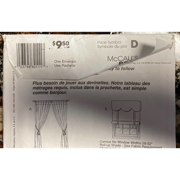 McCalls Home Decor 3088 8211 Sheer Curtain Roll Up Shades Tab Top Drapes Pattern - Picture 7 of 9